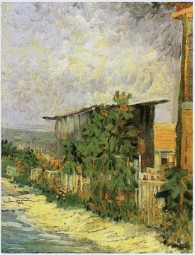  Montmartre Pintura - Camino de Montmartre con Girasoles Vincent van Gogh